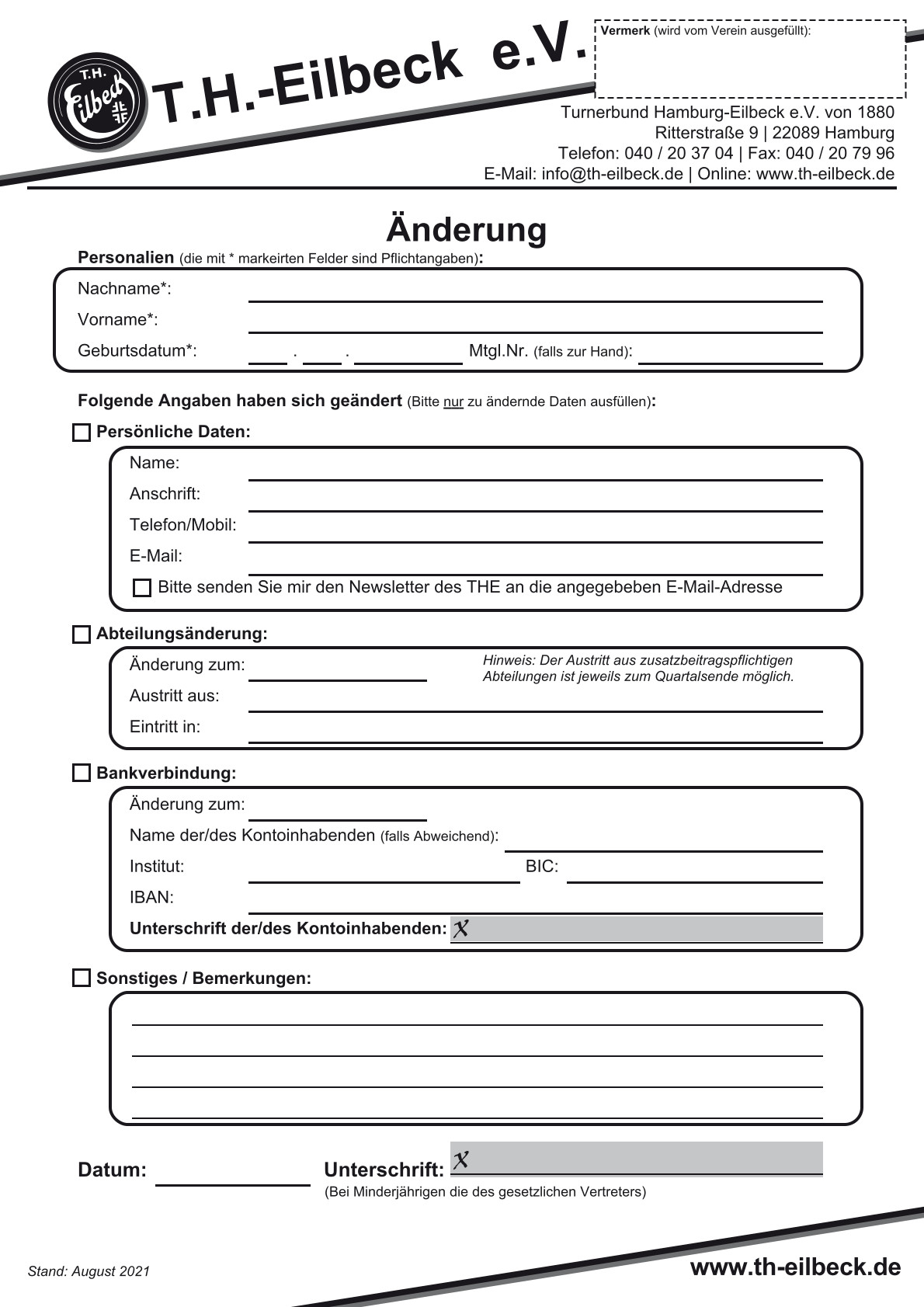 Änderungsformular