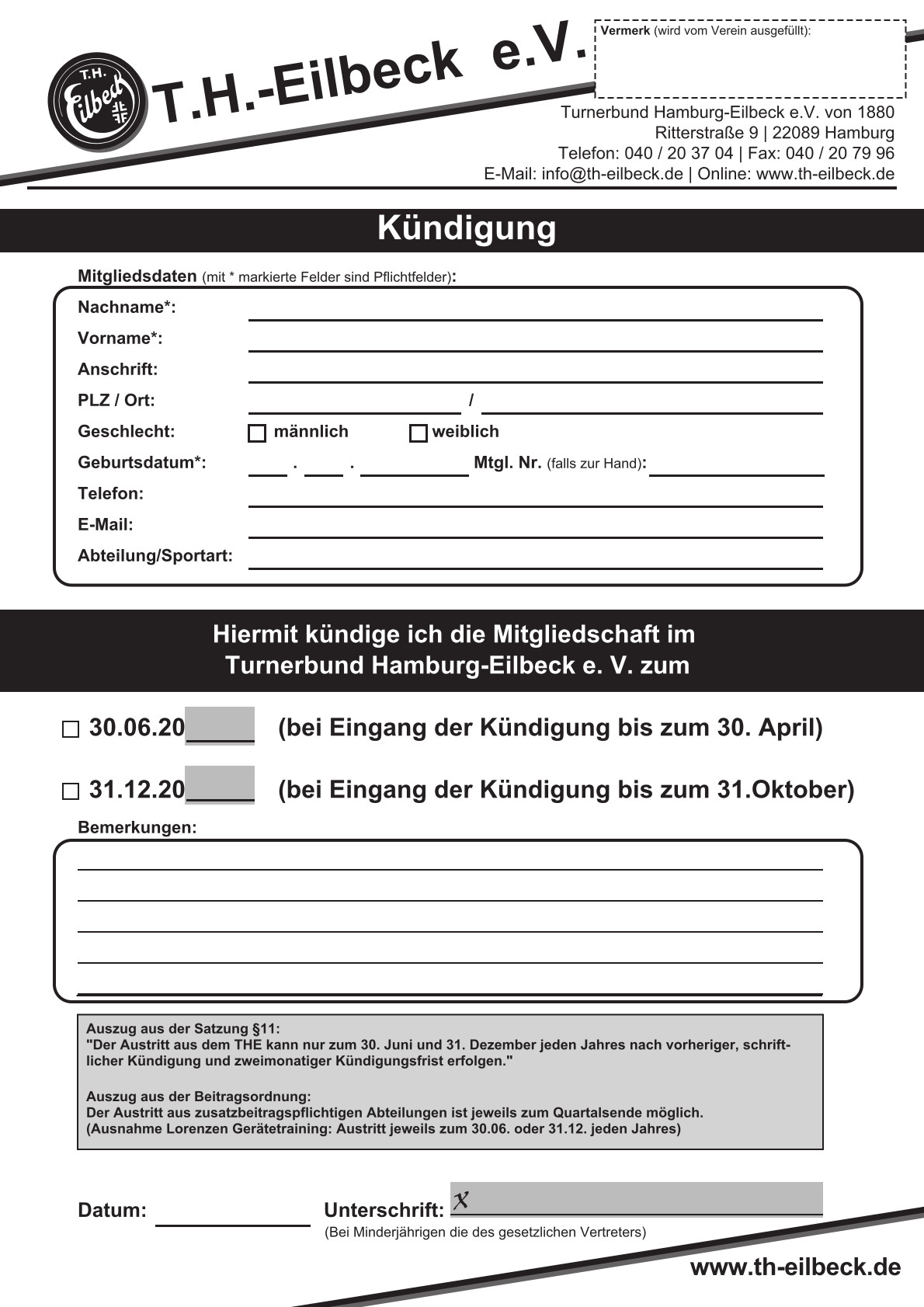 Kündigunsformular