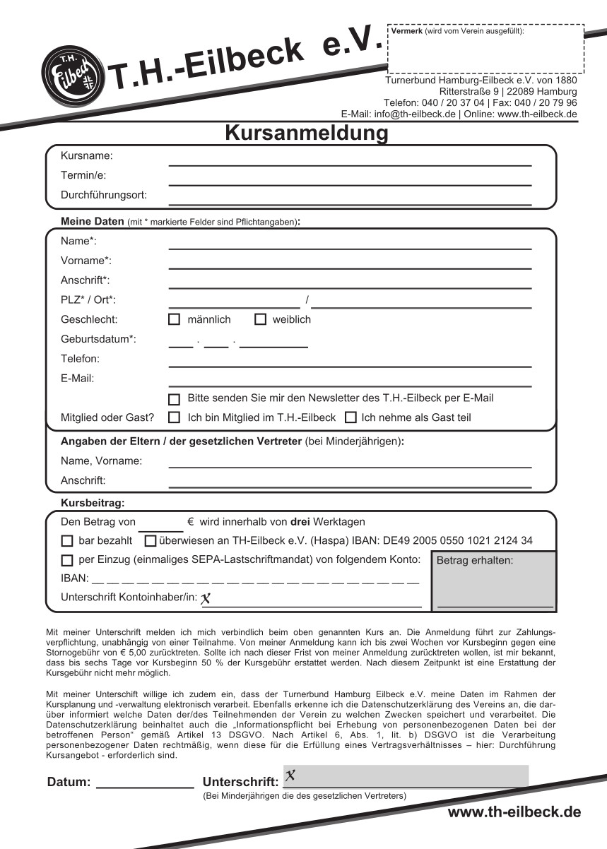 Kursanmeldung
